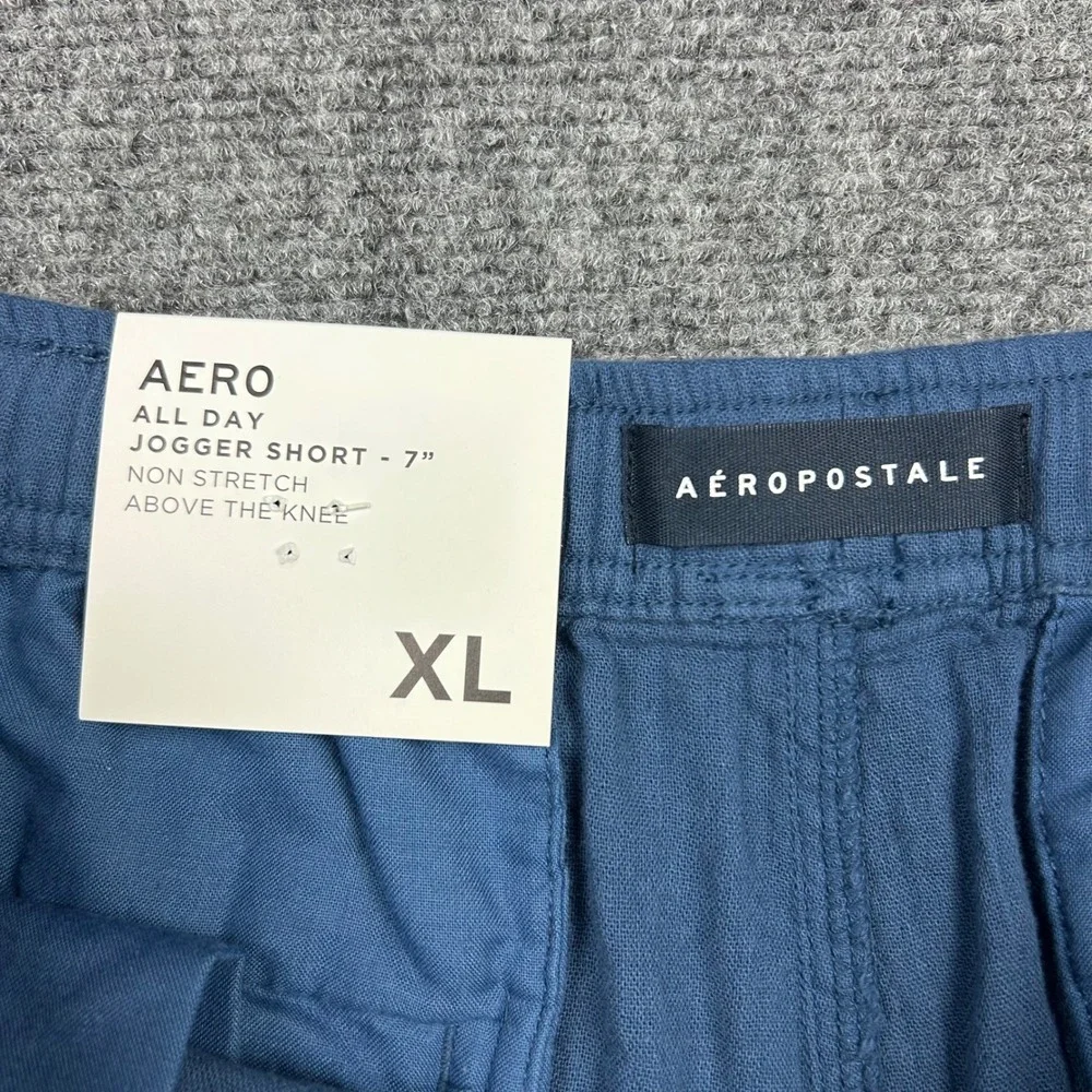 Aeropostale Shorts Mens XL Blue All Day Jogger Floral Embroidered 7 Inseam